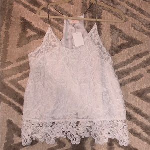 NWT white lace tank top with chain straps